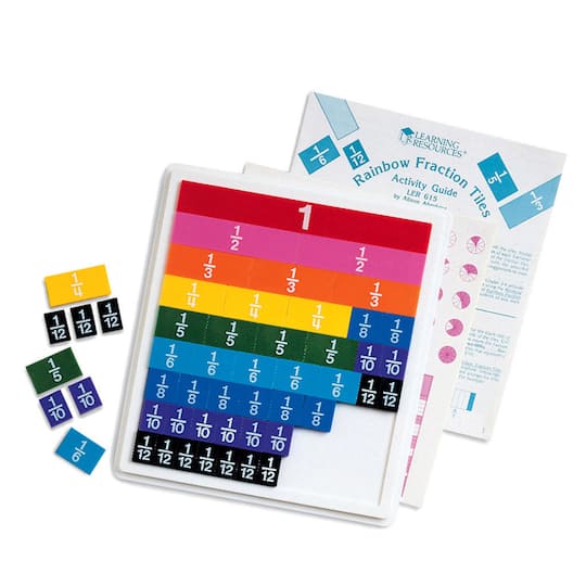 Learning Resources® Rainbow Fraction® Plastic Tiles with Tray, Set of 51